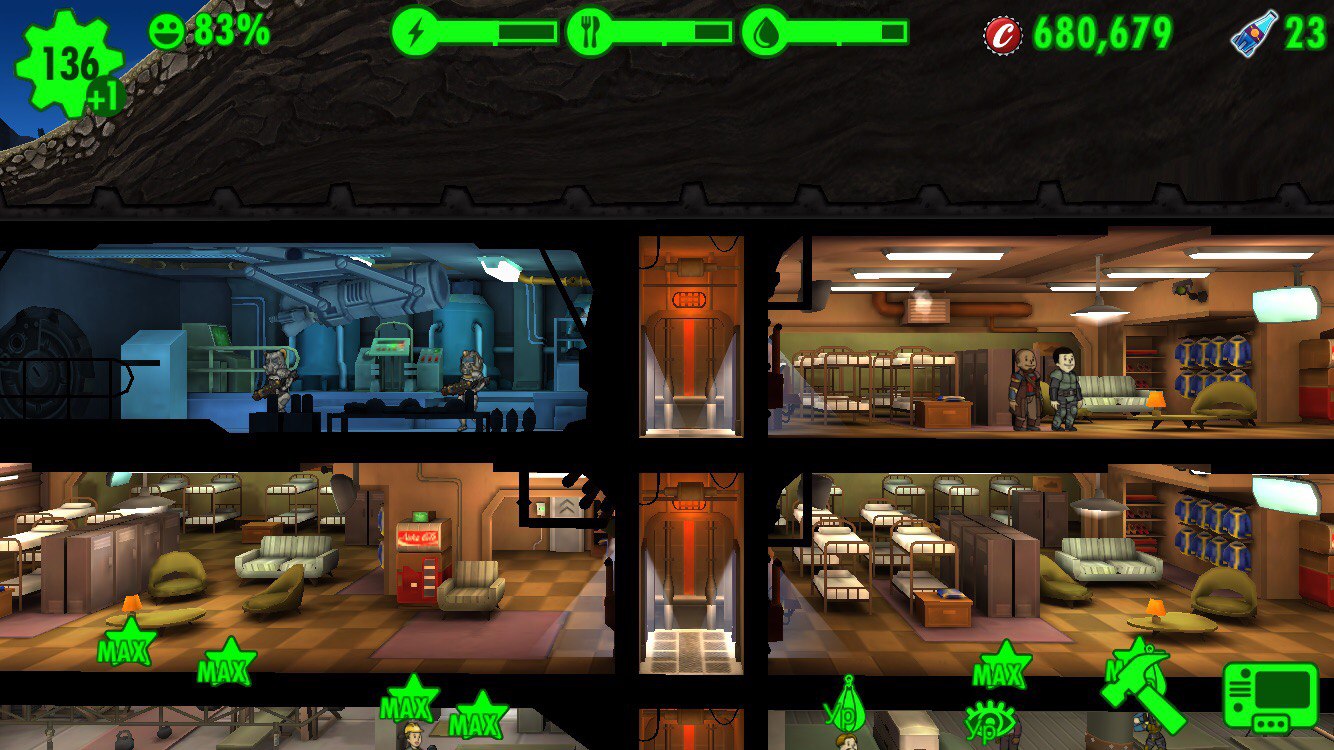 Fallout shelter комнаты