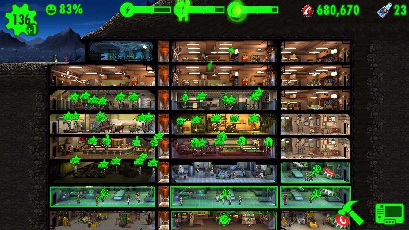 Fallout shelter комнаты